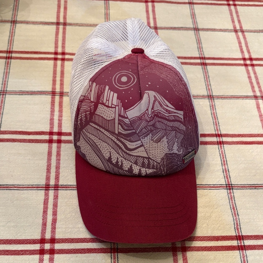 Columbia Burgundy and White Mountain Trucker Hat